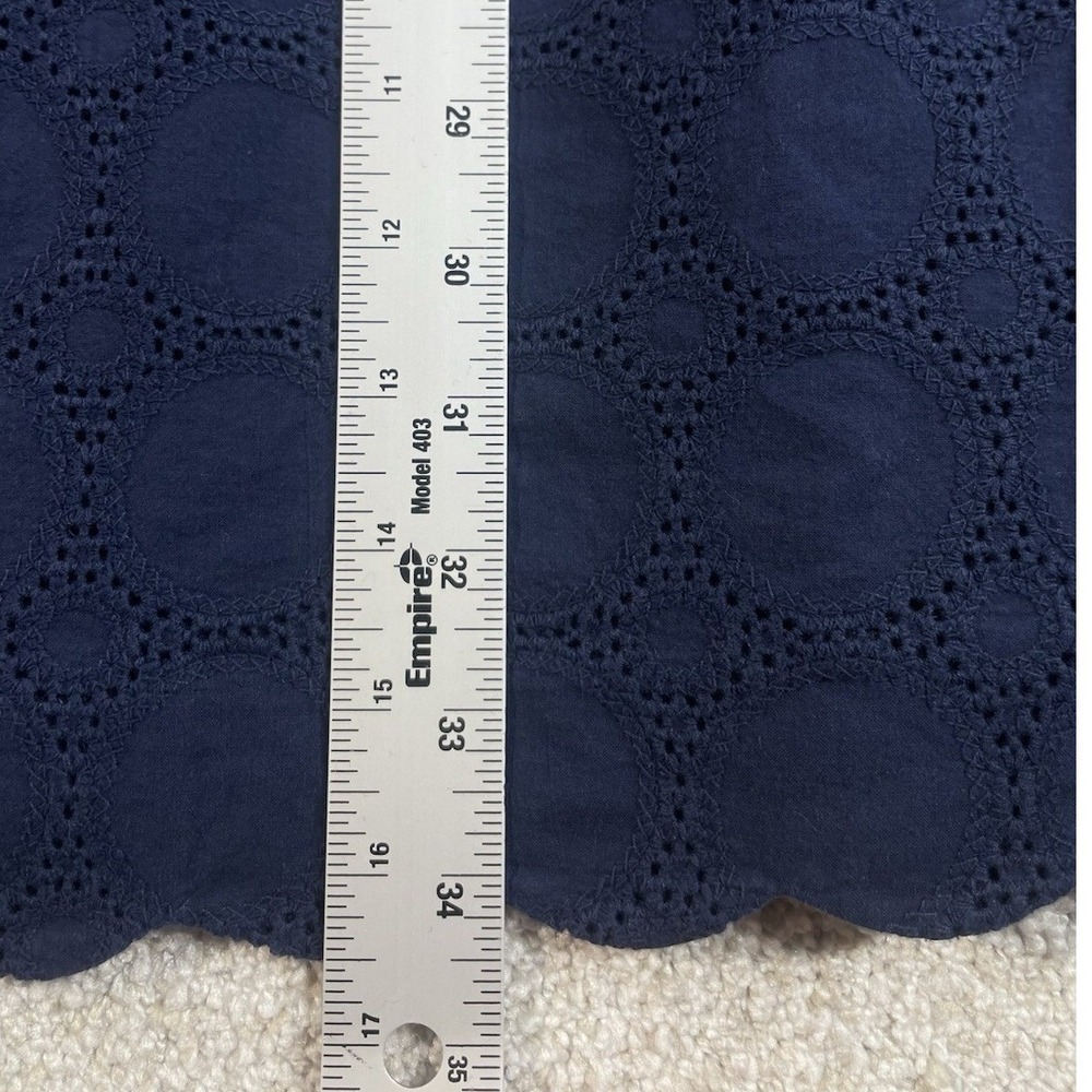 J.Crew Dress Womens 6 Navy Blue Eyelet Cotton V-Neck Long Sleeve H8471 - Picture 7 of 7